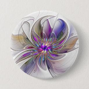 Energetic, Colorful Abstract Fractal Art Flower 7.5 Cm Round Badge