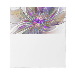 Energetic, Colorful Abstract Fractal Art Flower Notepad
