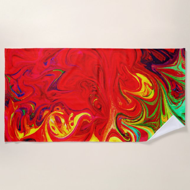 Energetic Colour Burst Pattern Beach Towel (Front)