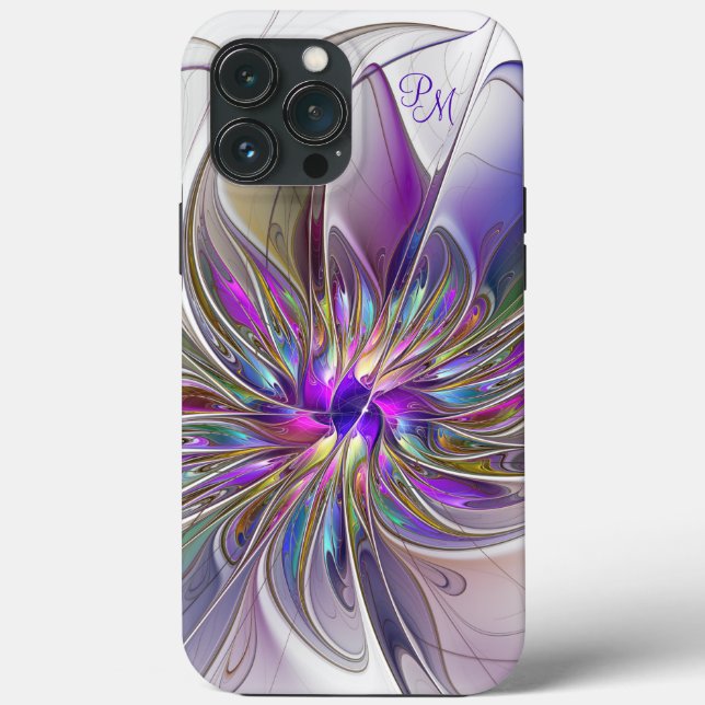 Energetic Colourful Abstract Art Flower Initials Case-Mate iPhone Case (Back)