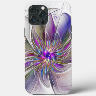 Energetic Colourful Abstract Art Flower Initials iPhone 13 Pro Max Case