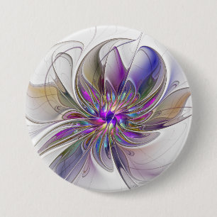 Energetic, Colourful Abstract Fractal Art Flower 7.5 Cm Round Badge