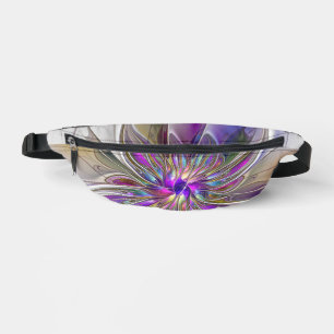 Energetic, Colourful Abstract Fractal Art Flower Bum Bags