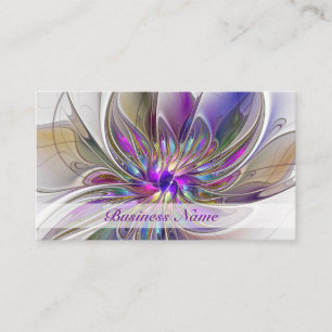 Energetic, Colourful Abstract Fractal Art Flower Business Card