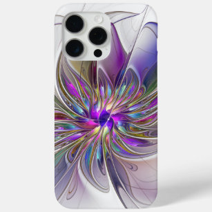 Energetic, Colourful Abstract Fractal Art Flower iPhone 15 Pro Max Case