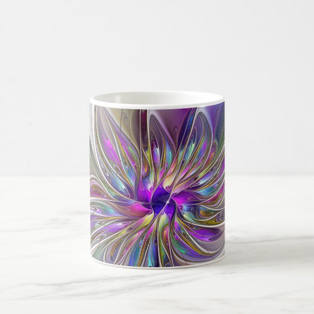 Energetic, Colourful Abstract Fractal Art Flower Coffee Mug (Center)
