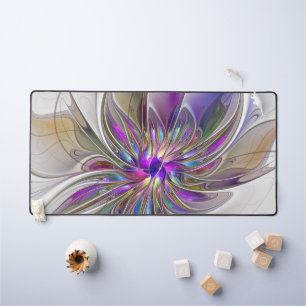 Energetic, Colourful Abstract Fractal Art Flower Desk Mat