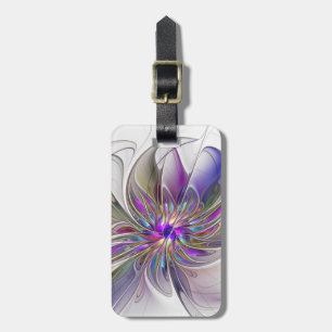 Energetic, Colourful Abstract Fractal Art Flower Luggage Tag