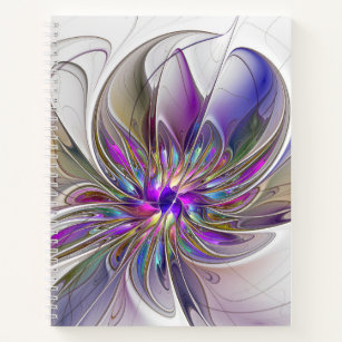 Energetic, Colourful Abstract Fractal Art Flower Notebook