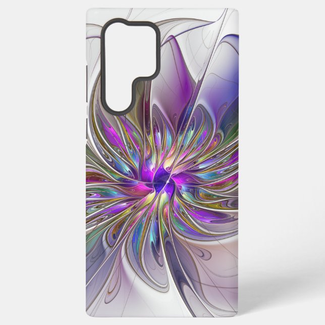 Energetic, Colourful Abstract Fractal Art Flower Samsung Galaxy S22 Ultra Case (Back)