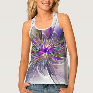Energetic, Colourful Abstract Fractal Art Flower Tank Top