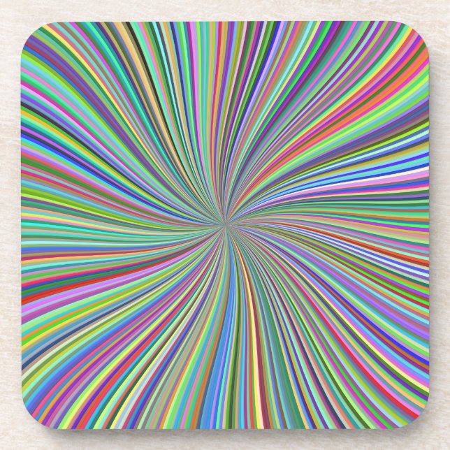 Energetic Colourful Ribbon Sunburst Coaster (Front)