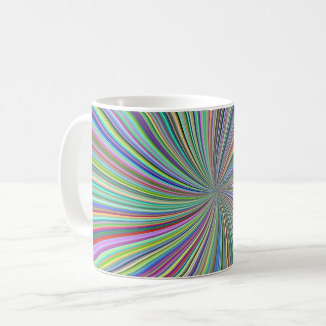 Energetic Colourful Ribbon Sunburst Coffee Mug (Front Left)
