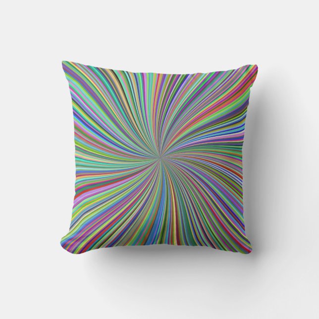 Energetic Colourful Ribbon Sunburst Cushion (Front)