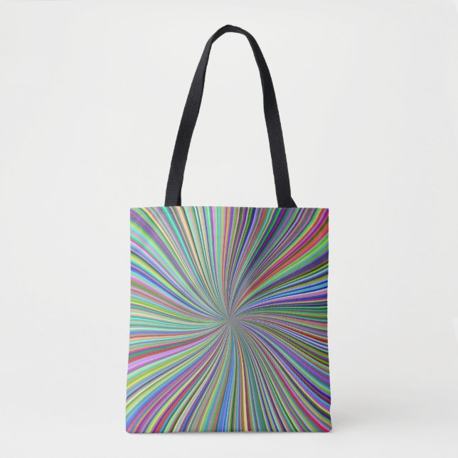Energetic Colourful Ribbon Sunburst Tote Bag (Front)