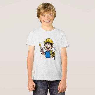 Energetic Electrician Mascot Lightning Cartoon Art Tri-Blend Shirt