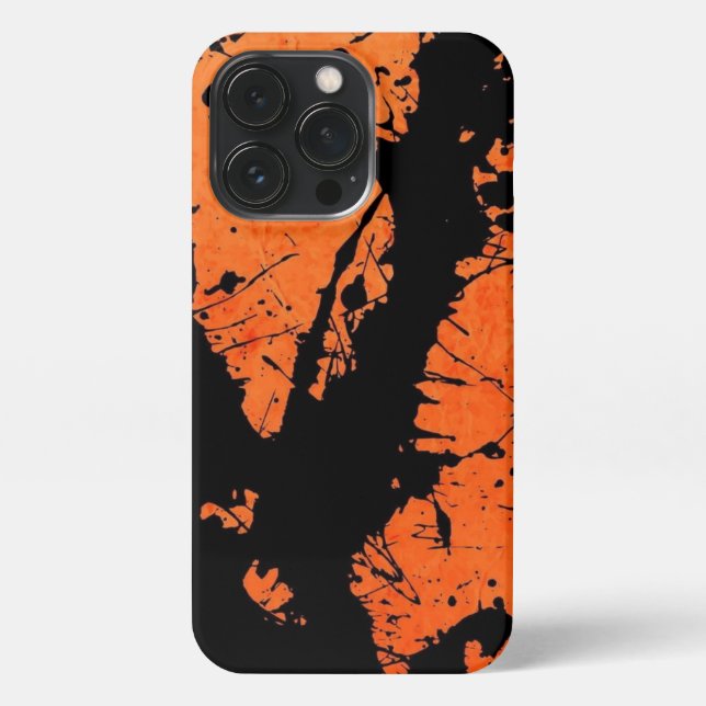 Energetic Fusion: The Orange and Black Design iPhone Case (Back)
