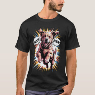 Energetic Golden Retriever Fun Woof Zoom for Dog L T-Shirt
