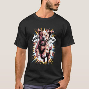Energetic Golden Retriever Fun Woof Zoom for Dog L T-Shirt