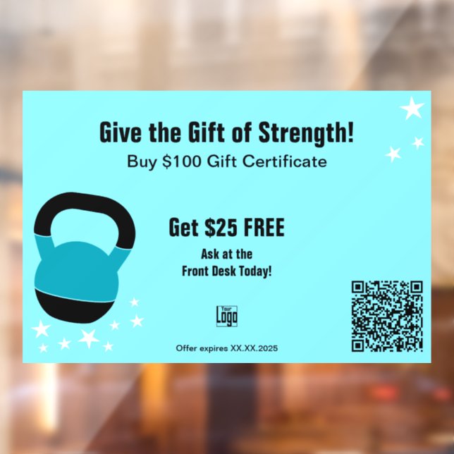 Energetic Gym Christmas Gift Certificate Promotion Window Cling (Sheet 2)