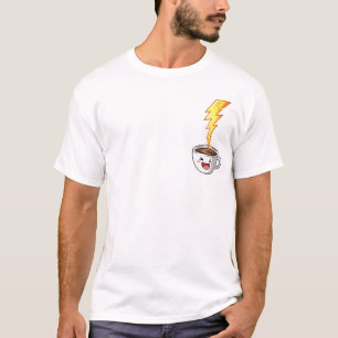 Energetic Kawaii Coffee Cup with Lightning Bolt T-Shirt