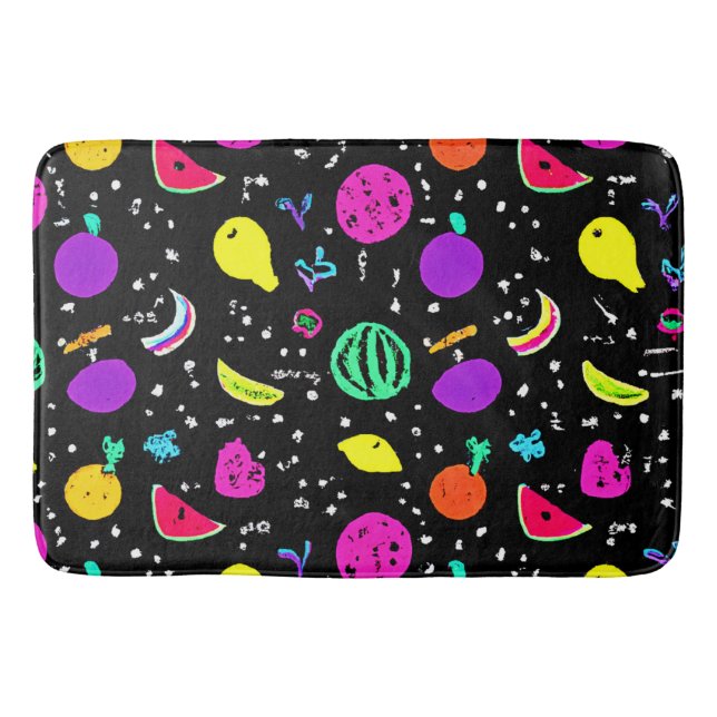 Energetic Neon Fruit Dance Bath Mat (Front)