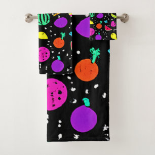 Energetic Neon Fruit Dance Bath Towel Set