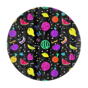 Energetic Neon Fruit Dance Cutting Board