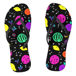 Energetic Neon Fruit Dance Flip Flops