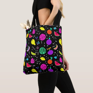 Energetic Neon Fruit Dance Tote Bag