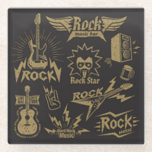 Energetic rock music essence glass coaster