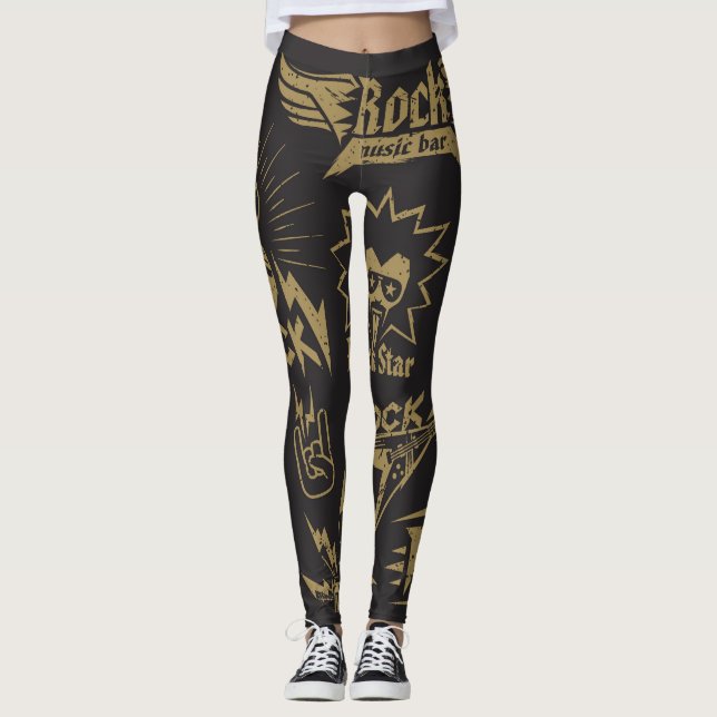 Energetic rock music essence leggings (Front)