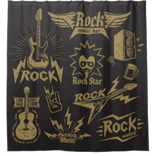 Energetic rock music essence shower curtain
