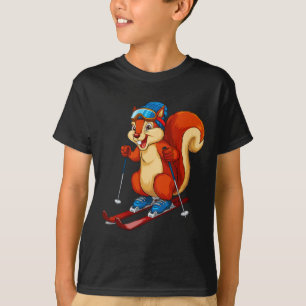 Energetic Squirrel Skiing In Winter Sports T-Shirt