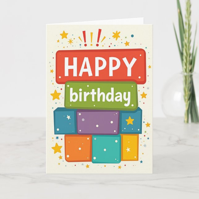 Energetic Stars Birthday Card (Front)