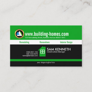 Energetic Youthful Retro Green Name Contractor Business Card
