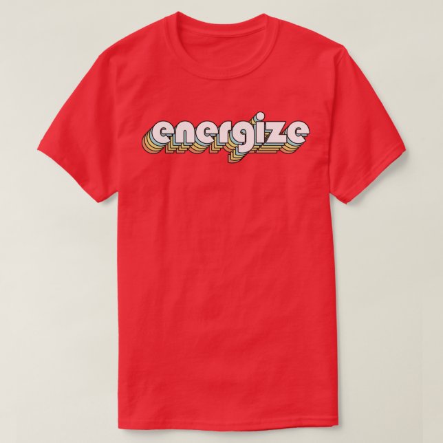 Energise Retro Rainbow Typography Faded Style T-Shirt (Design Front)