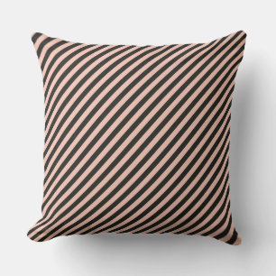 Energising Diagonal Stripes: Black and Soft Pink  Cushion