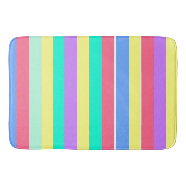 Energising Spring Pastel Stripes Bath Mat (Front)