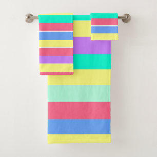 Energising Spring Pastel Stripes Bath Towel Set