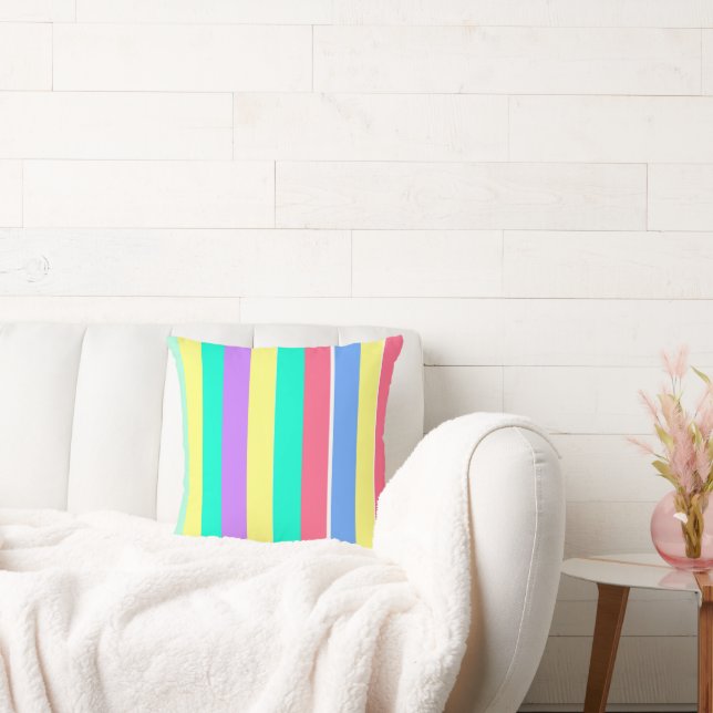 Energising Spring Pastel Stripes Cushion (Couch)