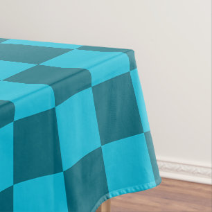 Energising Teal and Turquoise Chequerboard Pattern Tablecloth