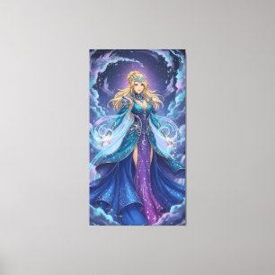 Energy accumulation in anime battle scenes canvas print