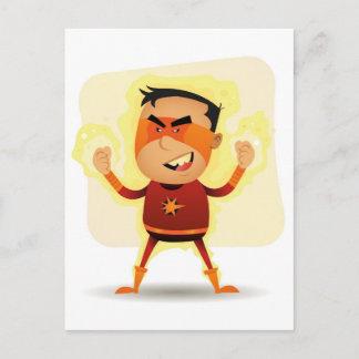 Energy Boy - Cartoon Superhero Superpower Postcard
