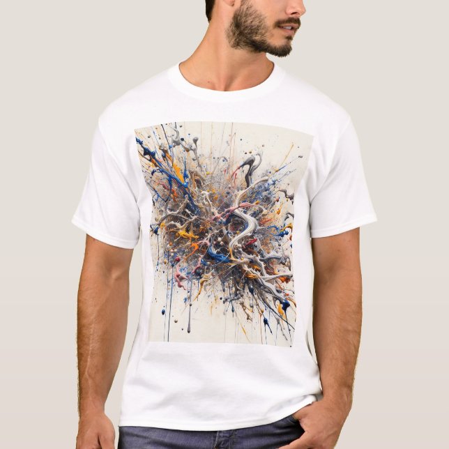 Energy Burst Abstract Tee – Artistic Paint Splash  (Front)