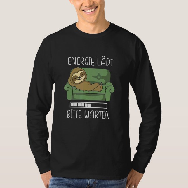 Energy Charges Please Wait Sloth On Couch Sofa Chi T-Shirt (Front)