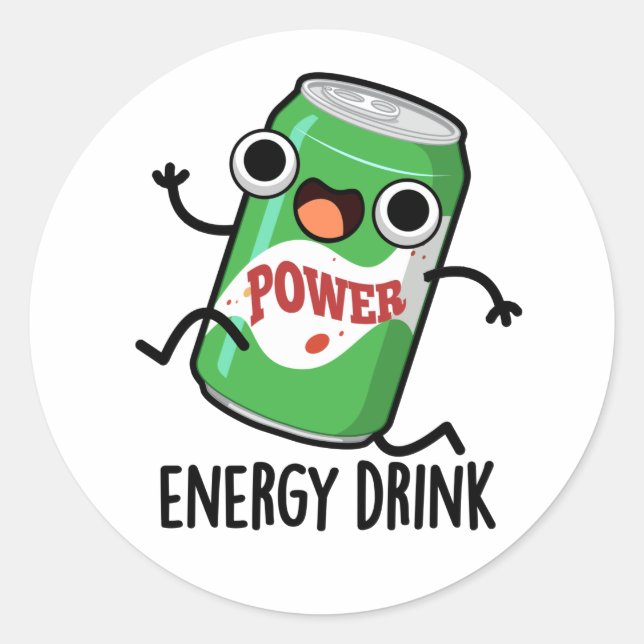 Energy Drink Funny Energetic Drink Pun Classic Round Sticker (Front)