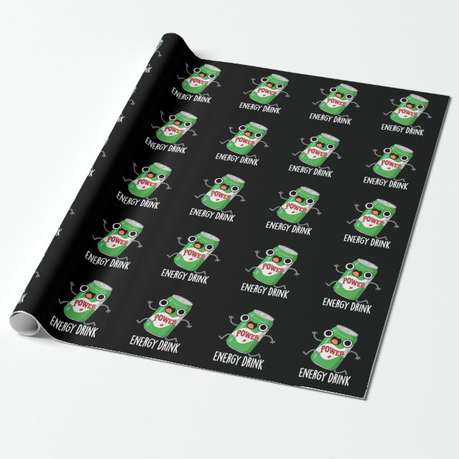 Energy Drink Funny Energetic Drink Pun  Wrapping Paper (Unrolled)