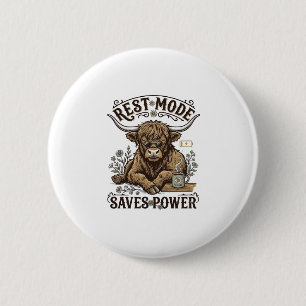 Energy Efficient Cow Vintage Lazy Highland Shirt 6 Cm Round Badge