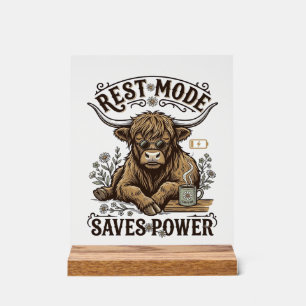 Energy Efficient Cow Vintage Lazy Highland Shirt Acrylic Sign